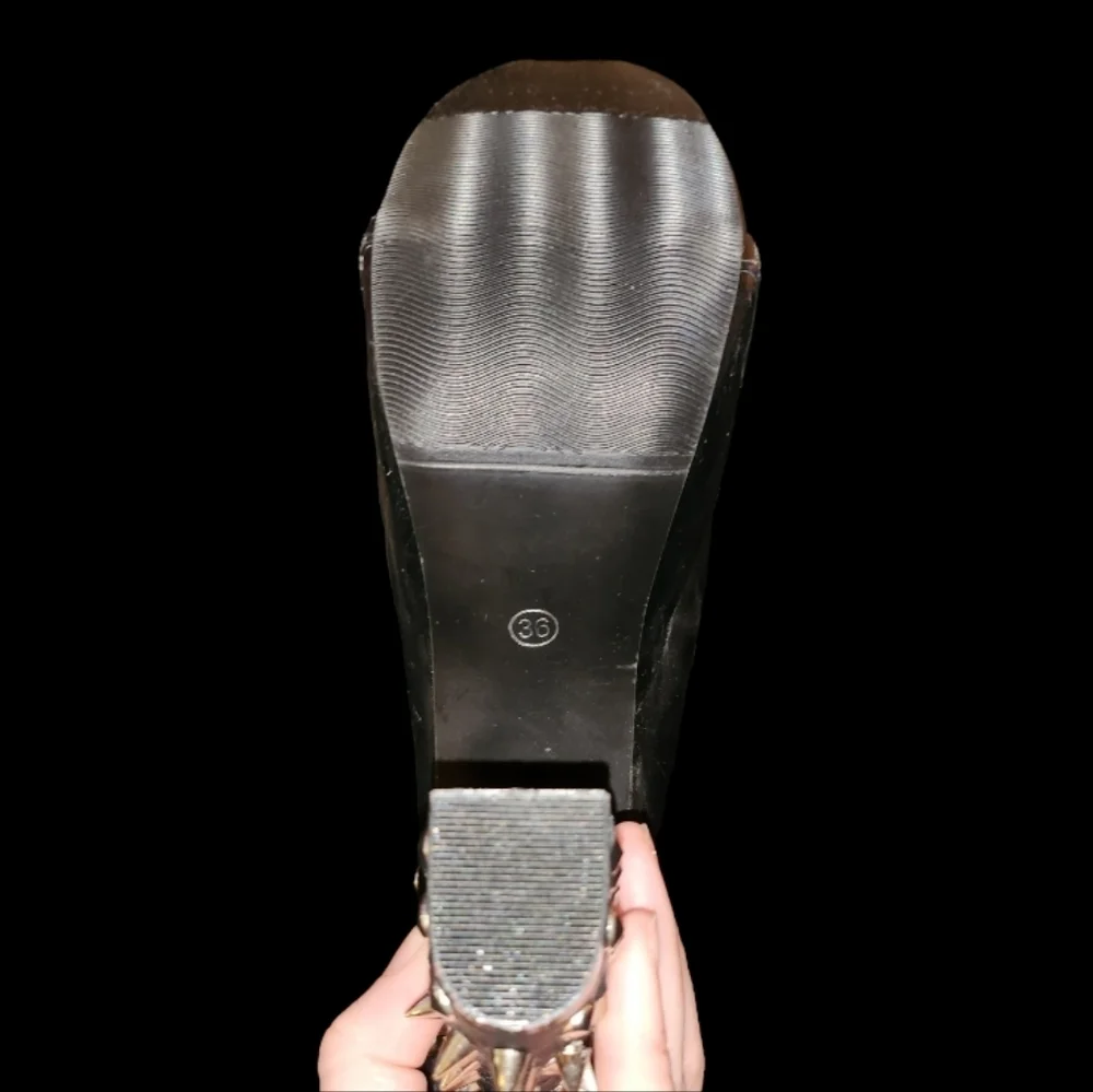 Jojo Cat Black Platform Studded Booties